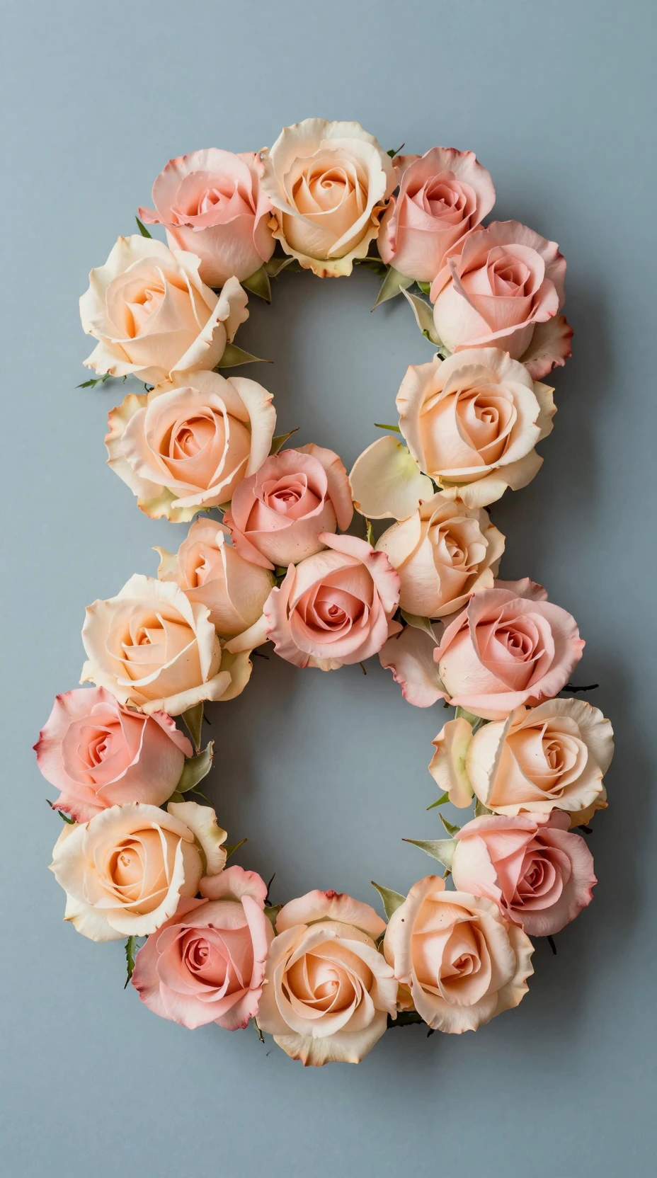 Número oito floral em forma de buquê de uma única rosa