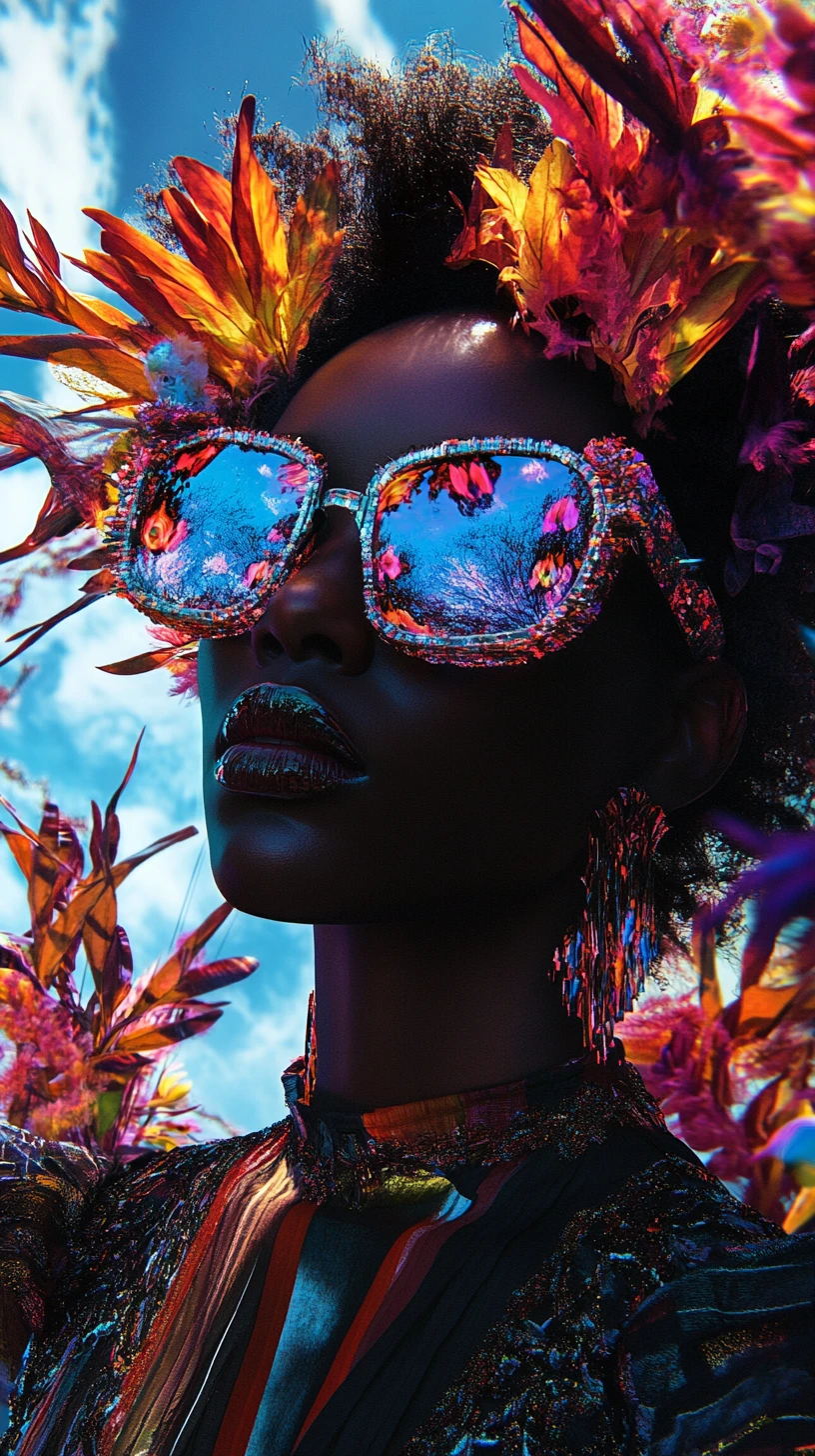 Dark surreal Prada spring fashion with Afrofuturistic flair