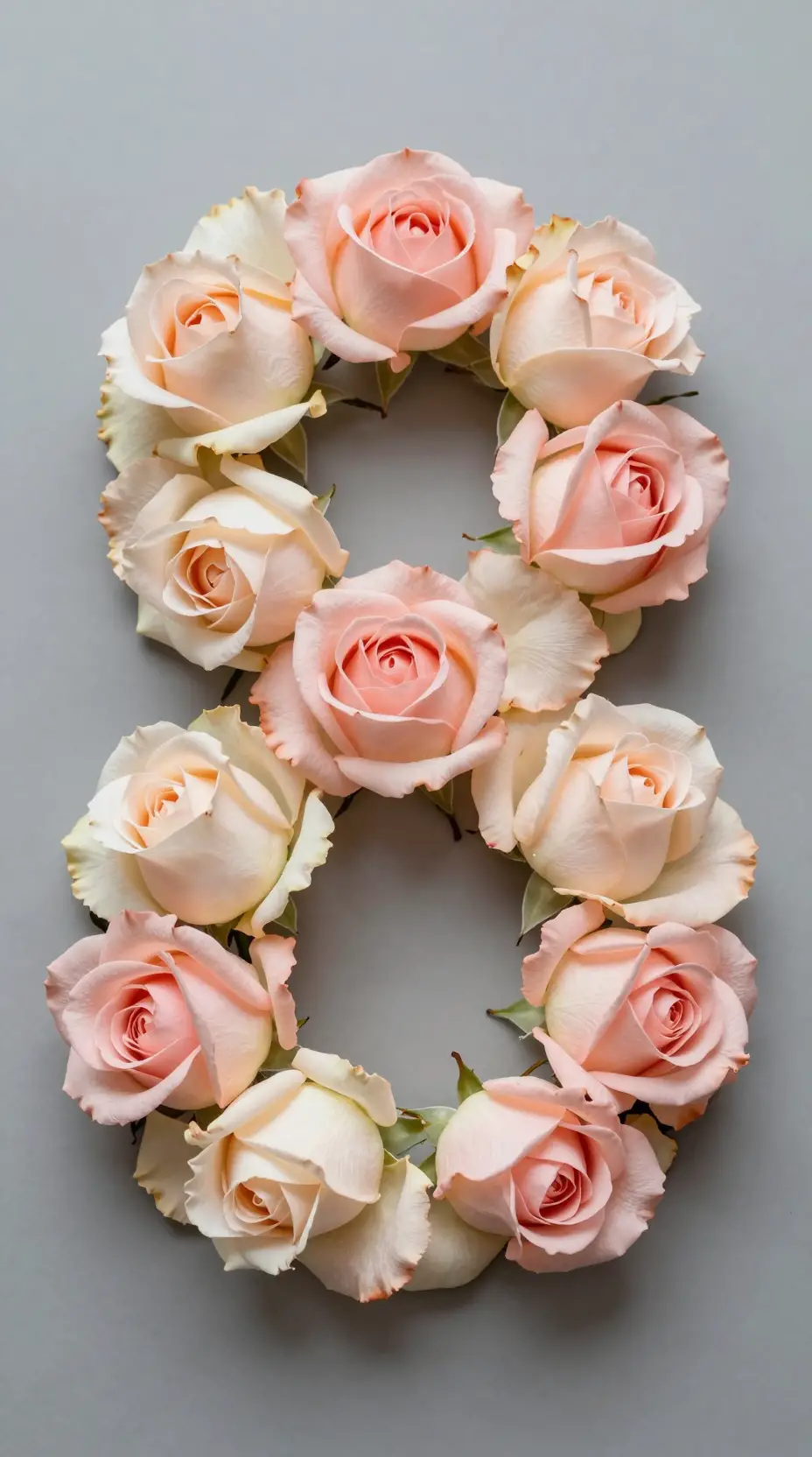 Número oito floral em forma de buquê de rosas