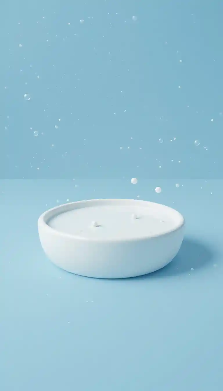 Illustrazione flat minimalista di un piccolo stagno bianco con bolle