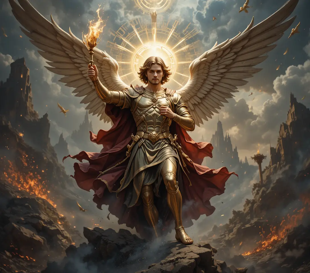 Saint Michel Archange affrontant Satan au combat