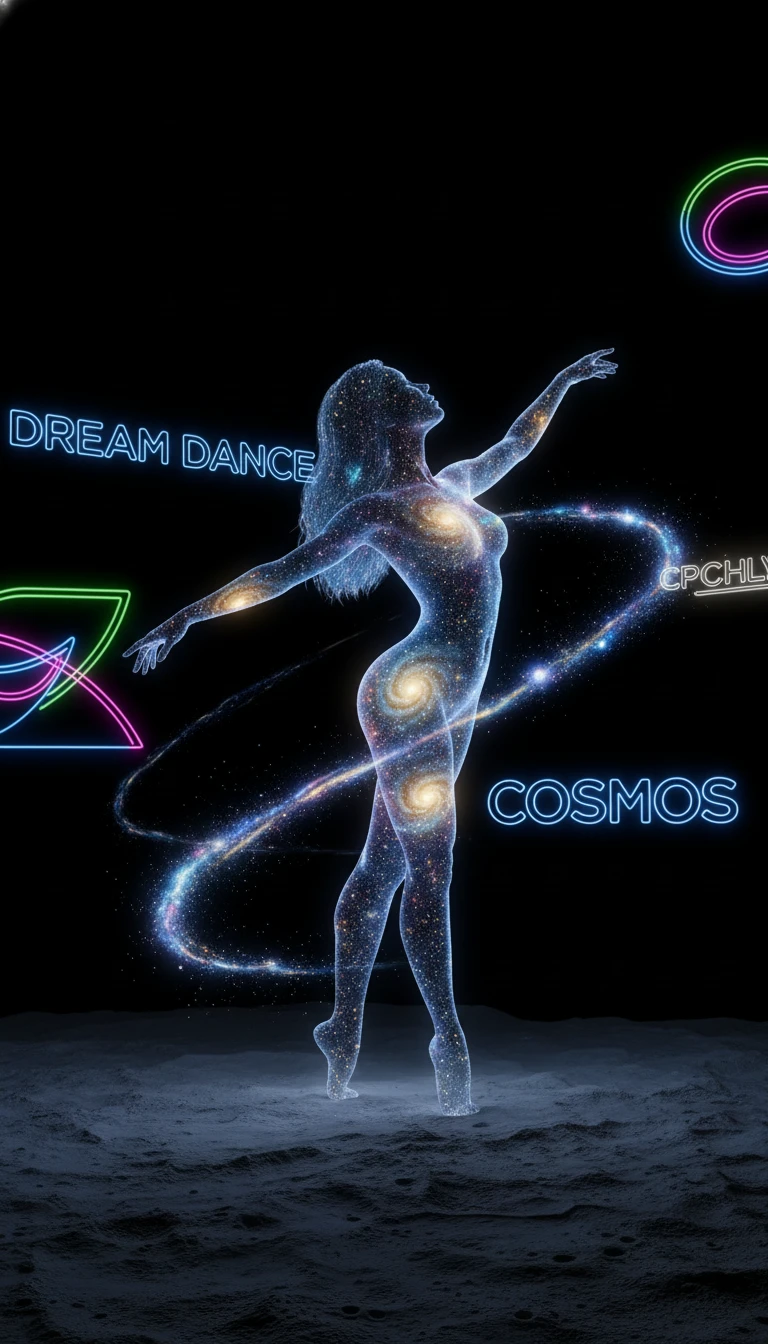 在太空月球上起舞的空靈星之女子