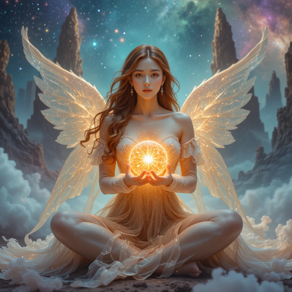 在星雲中懷抱新生星的宇宙織女