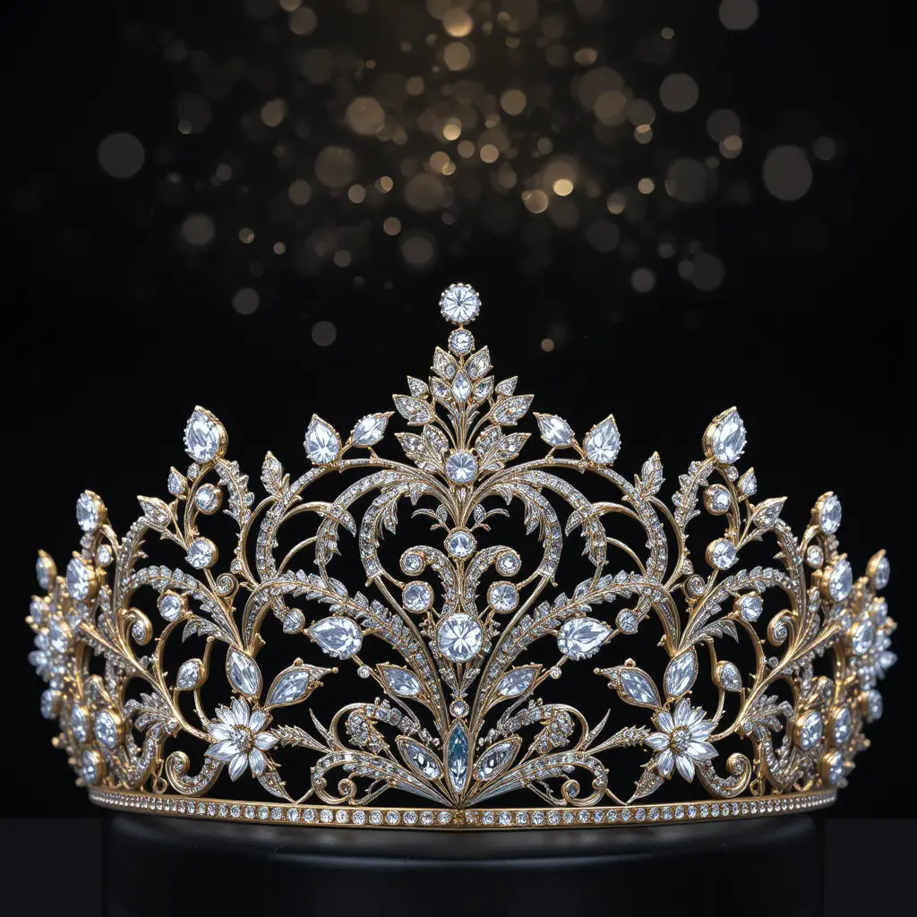 Elegante Diamanttiara auf schwarzem Hintergrund mit Spotlicht