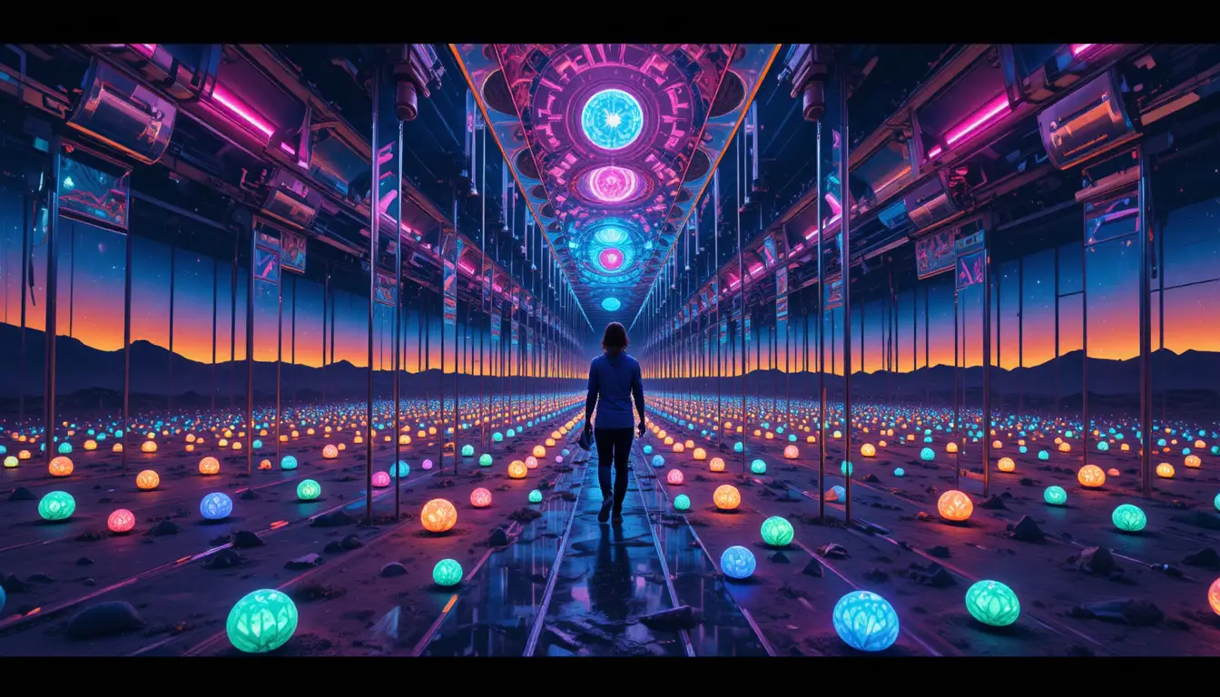 迷幻霓虹沙漠夜中的無限德羅斯特鏡像