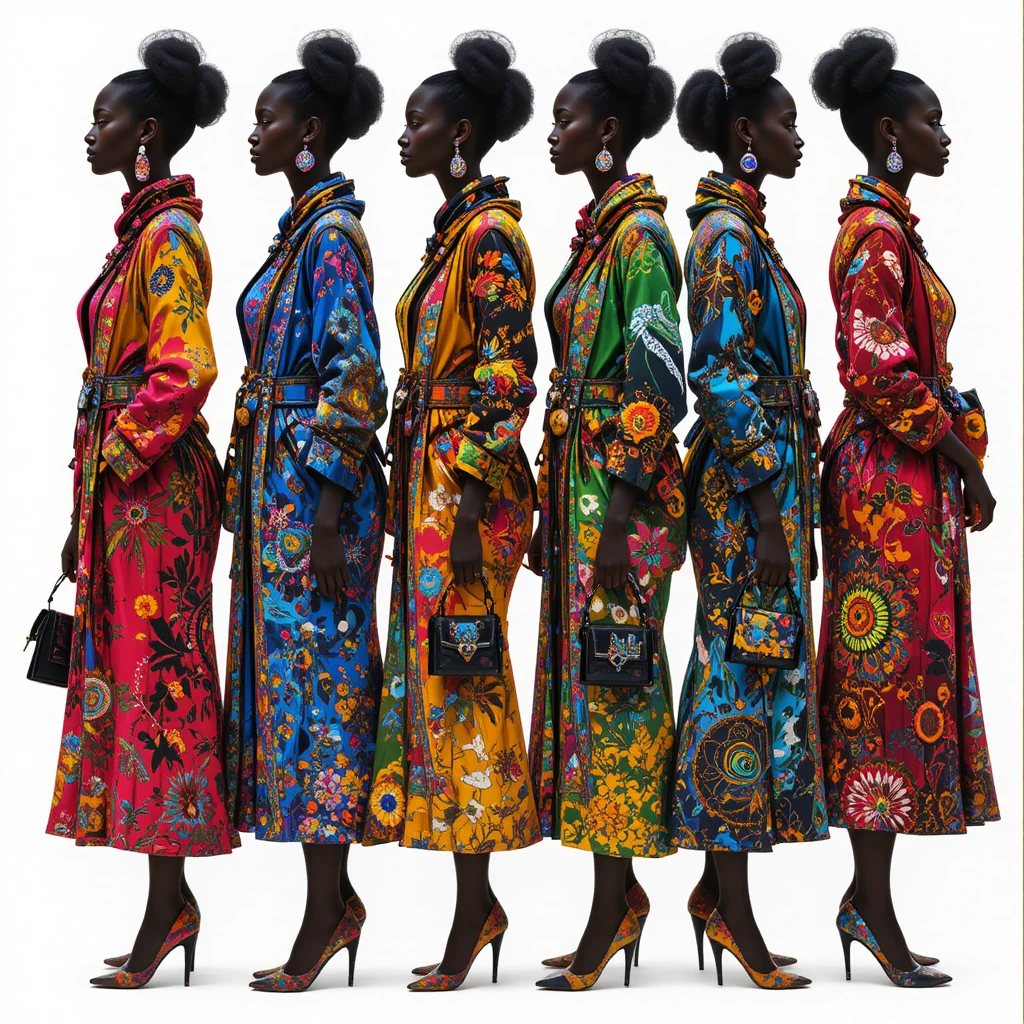 Colorful collage of women in patterned african attire