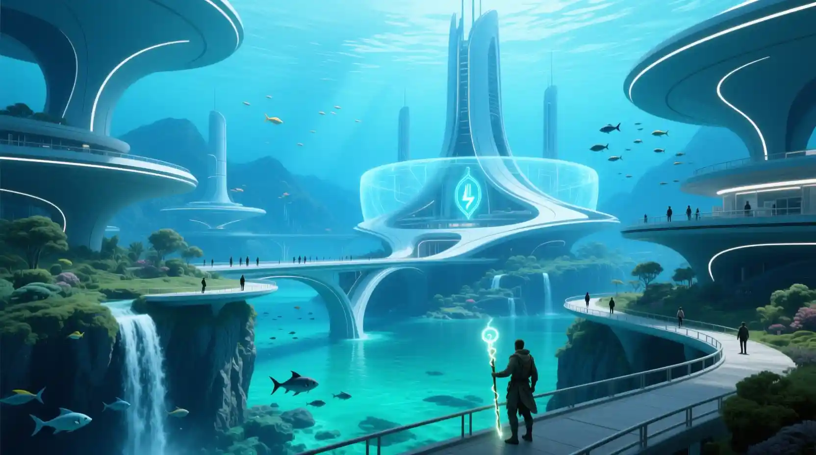 Futuristic Underwater Megastructure In Turquoise Ocean