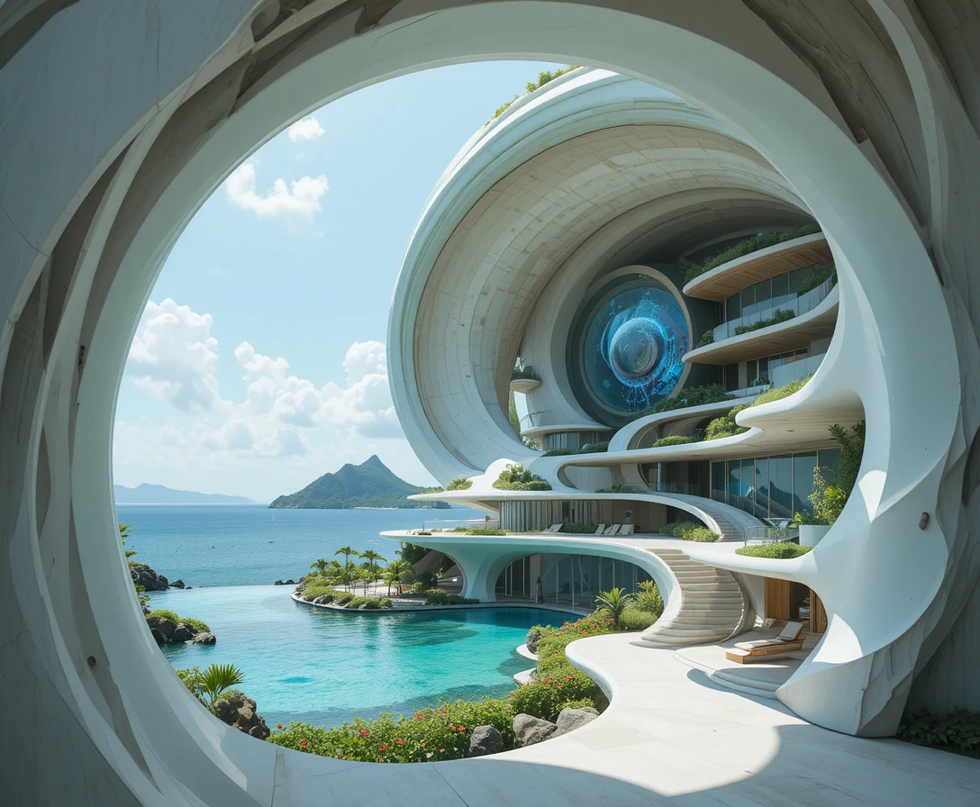 Conceito Futurista de Resort Ecológico Nautilus em Águas Costeiras Tropicais