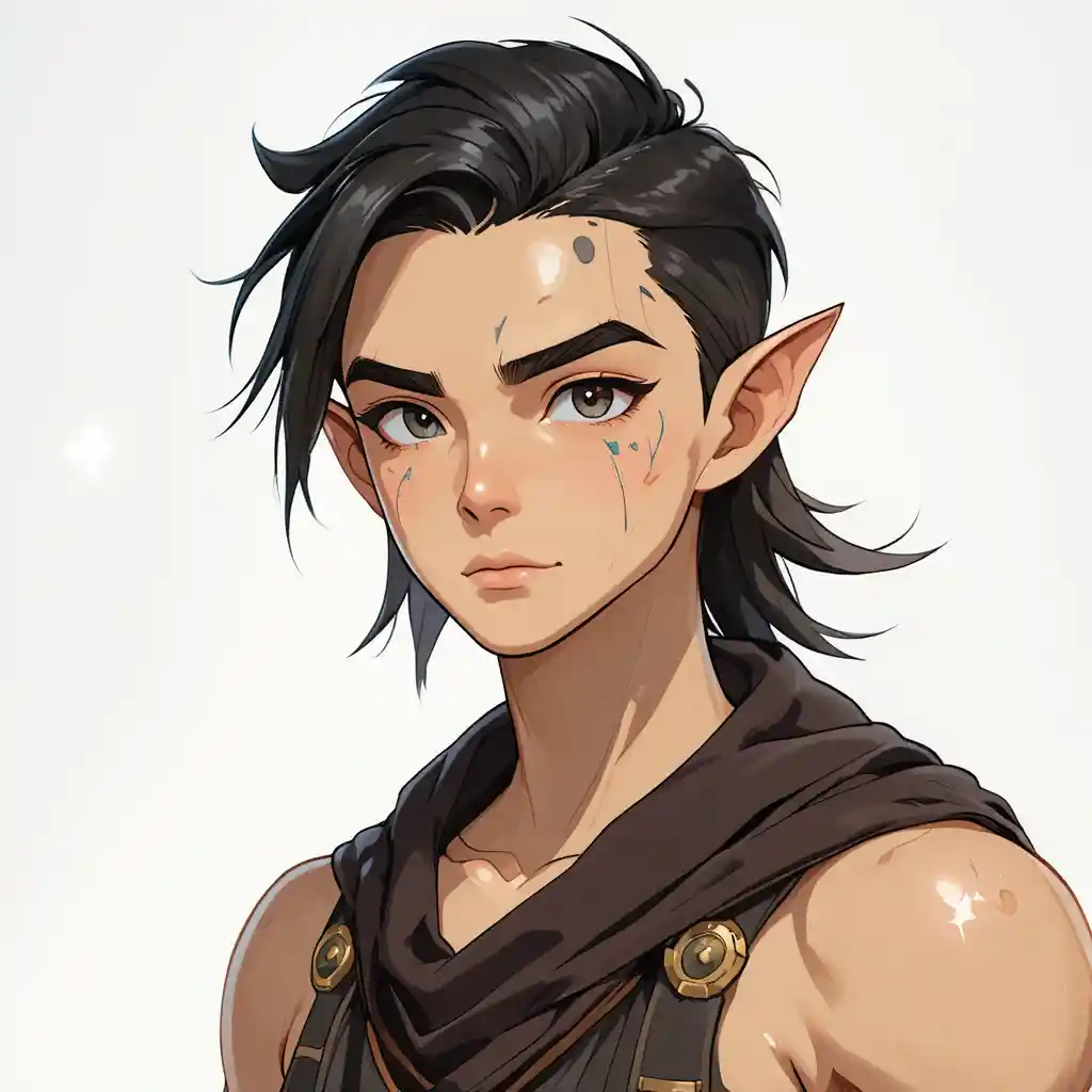 Joven chico de fantasía con pequeños cuernos en un mundo inspirado en Wakfu