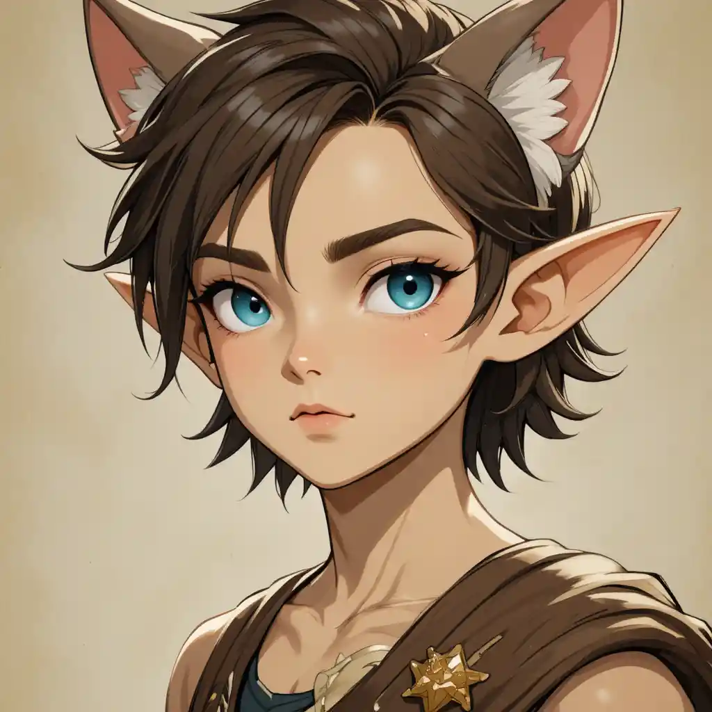 Ragazzo ecaflip adolescente con occhi azzurri e orecchie da gatto