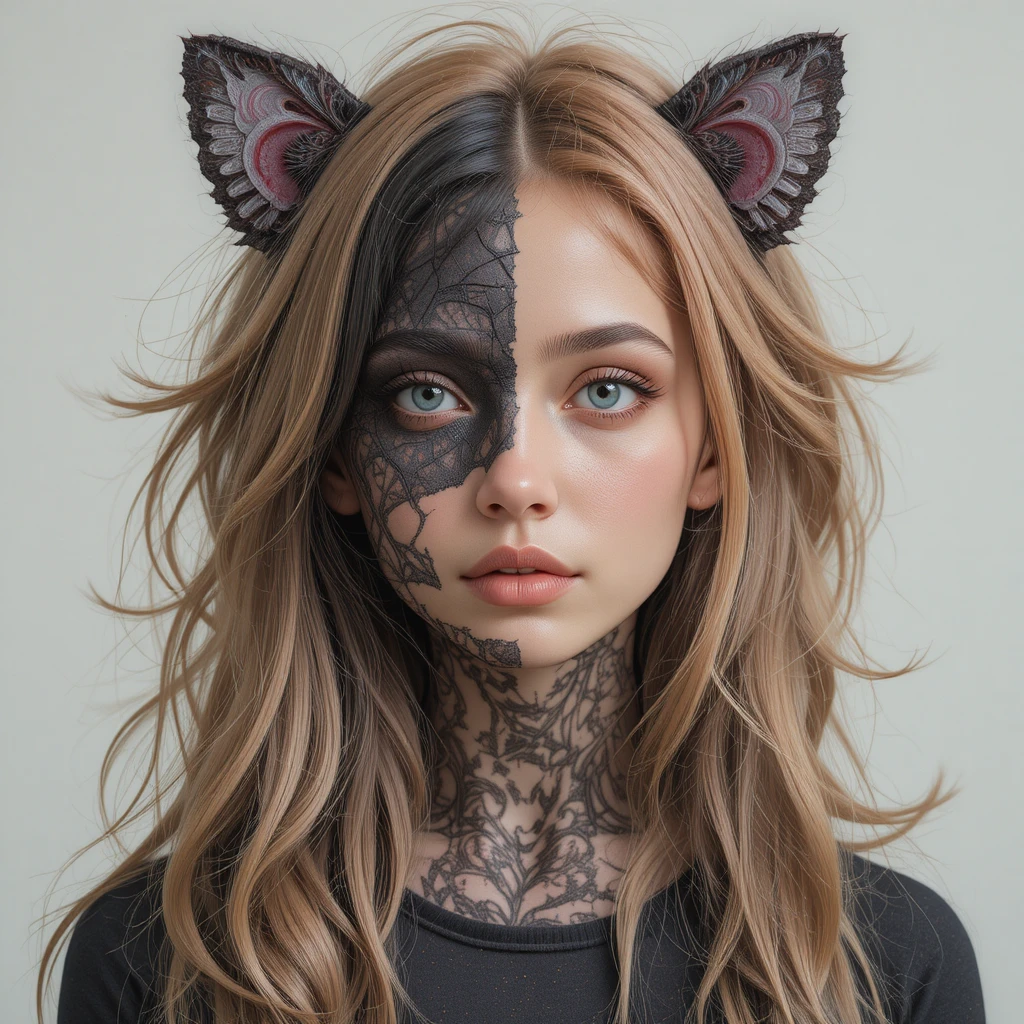 Realistic hybrid human and flea creature character design
