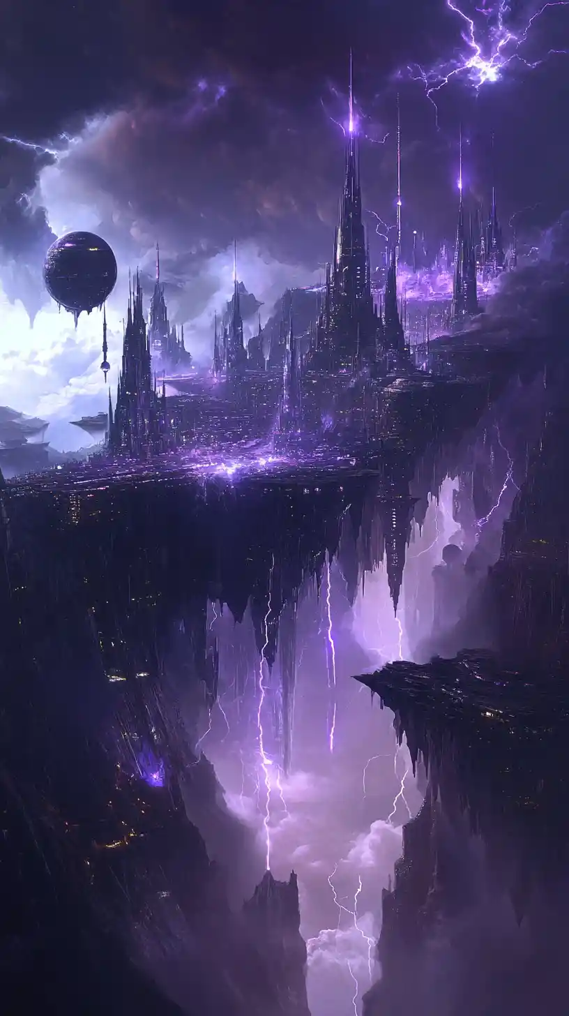 Cité éthérée aux tours cristallines au-dessus de nuages lumineux