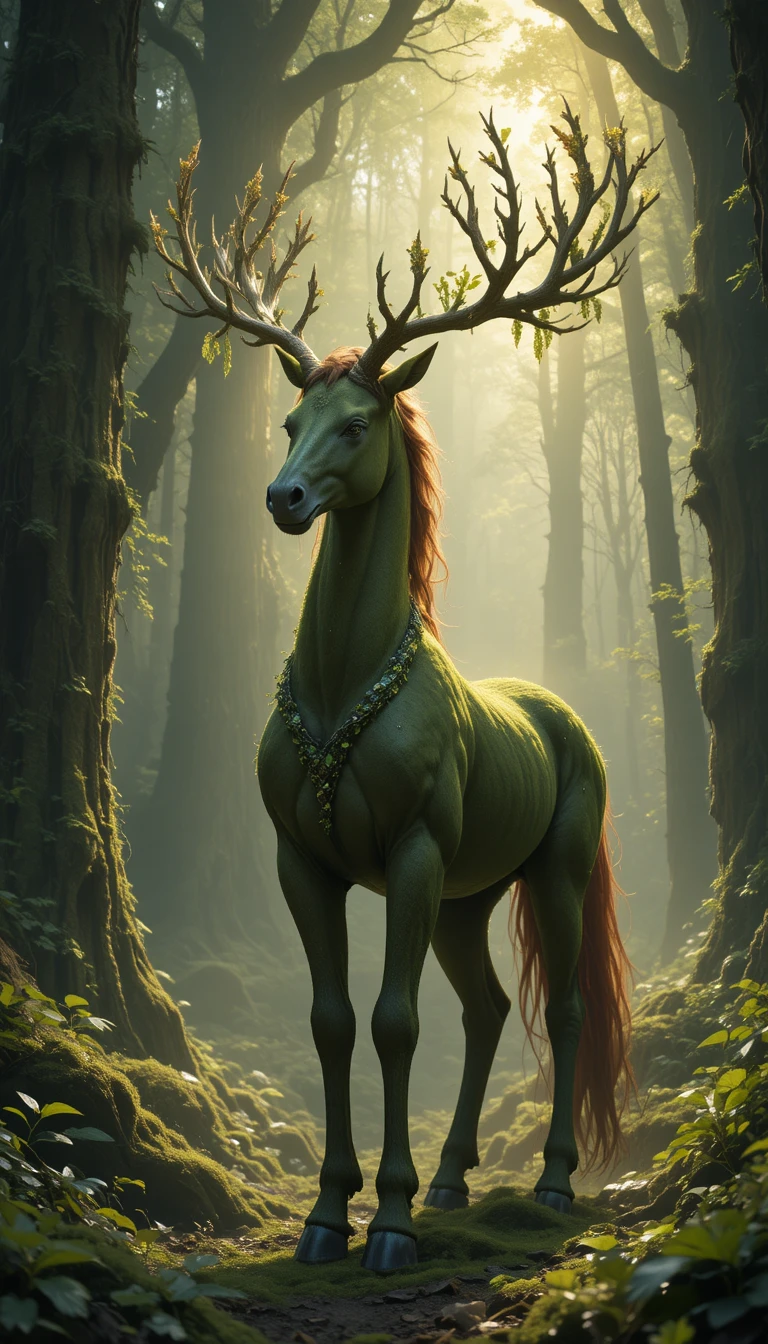 Gardien Mystique de la Forêt aux Bois dans un Bois Enchanté