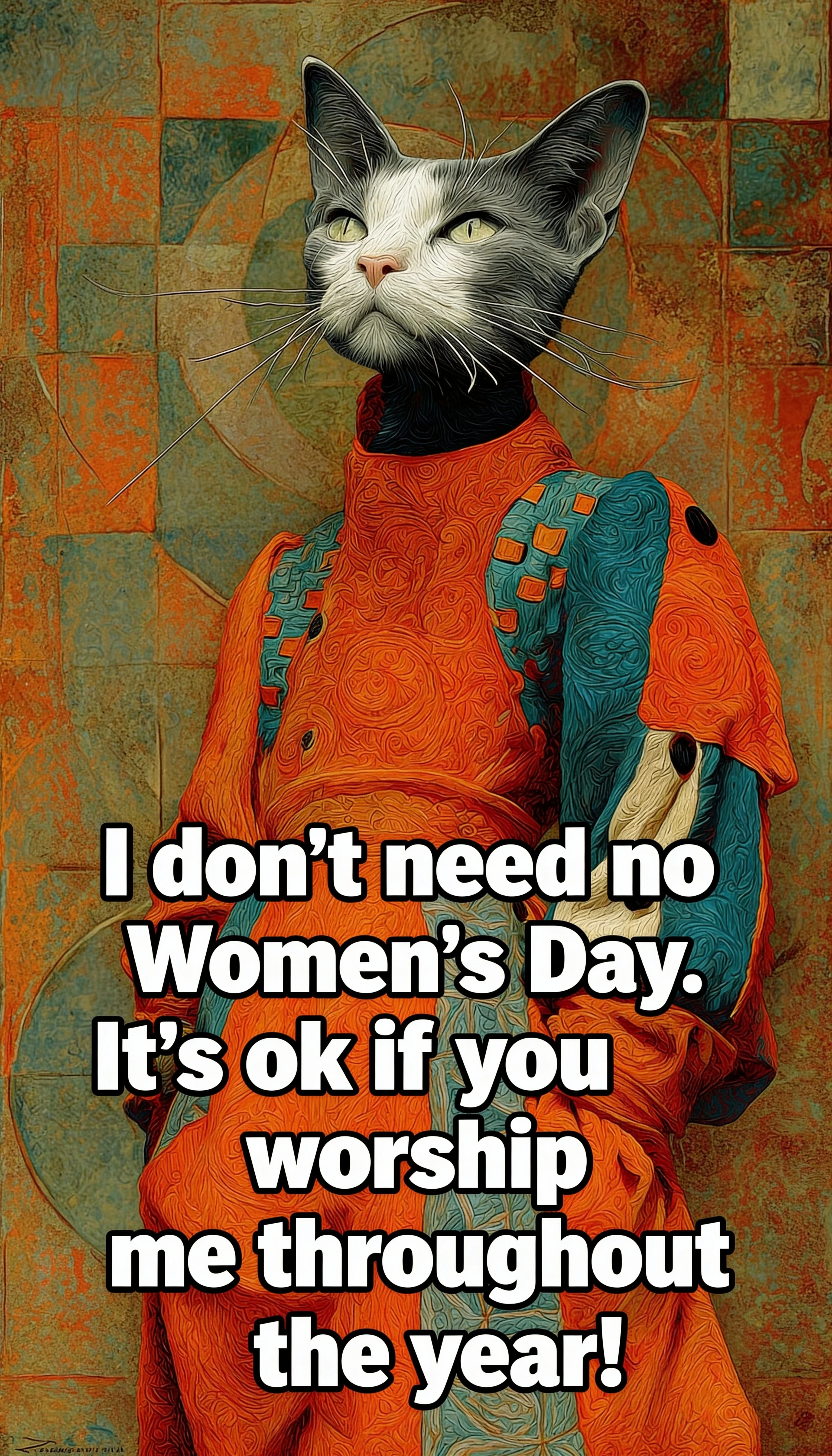 Verspielte fette Typografie mit humorvollem Spruch zum Weltfrauentag