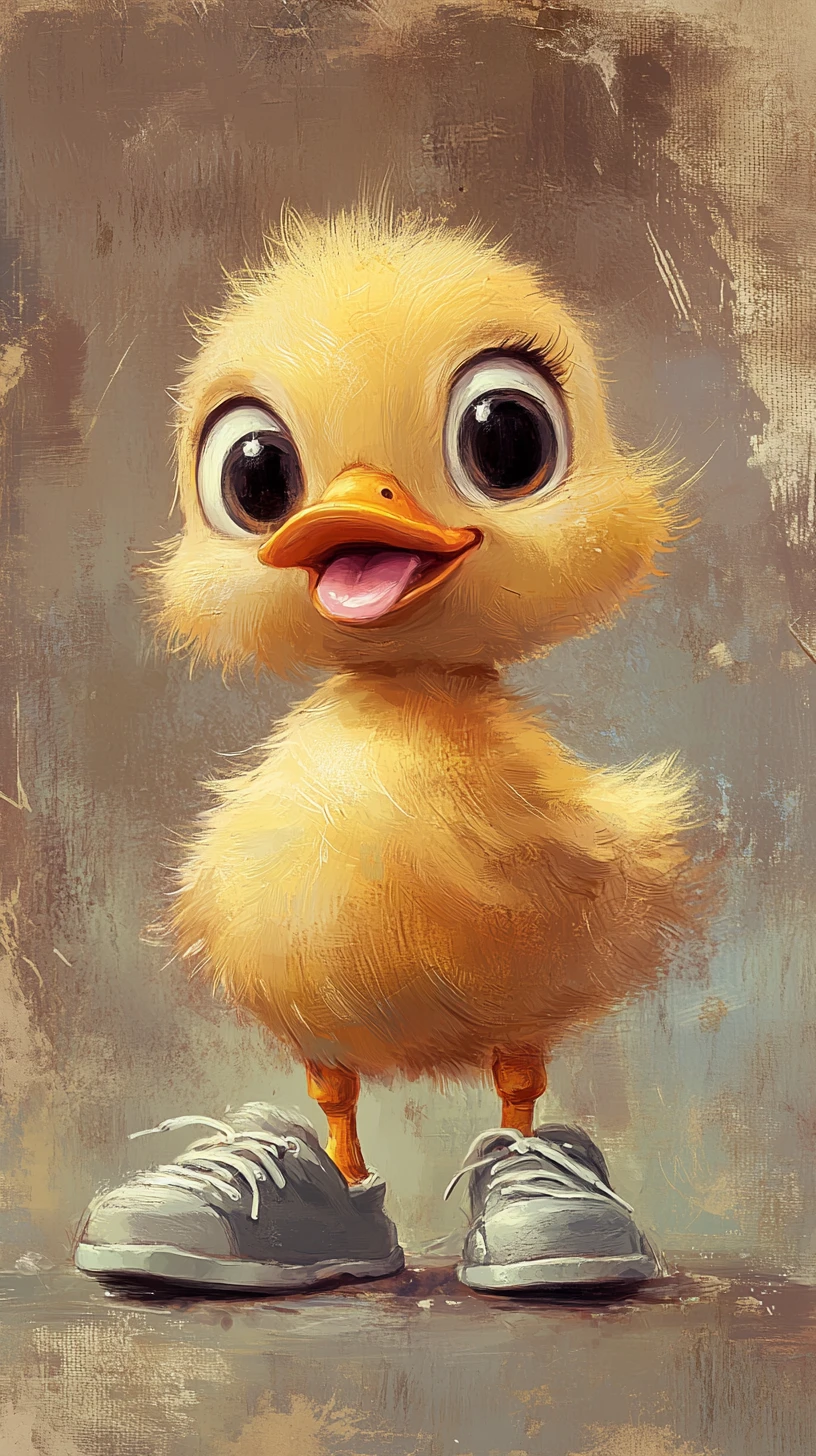 Patinho fofo de tênis em um fundo abstrato suave