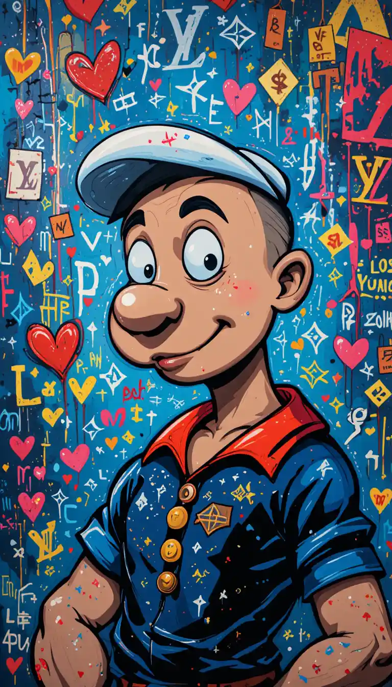 Pop art graffiti portrait of a cartoon sailor