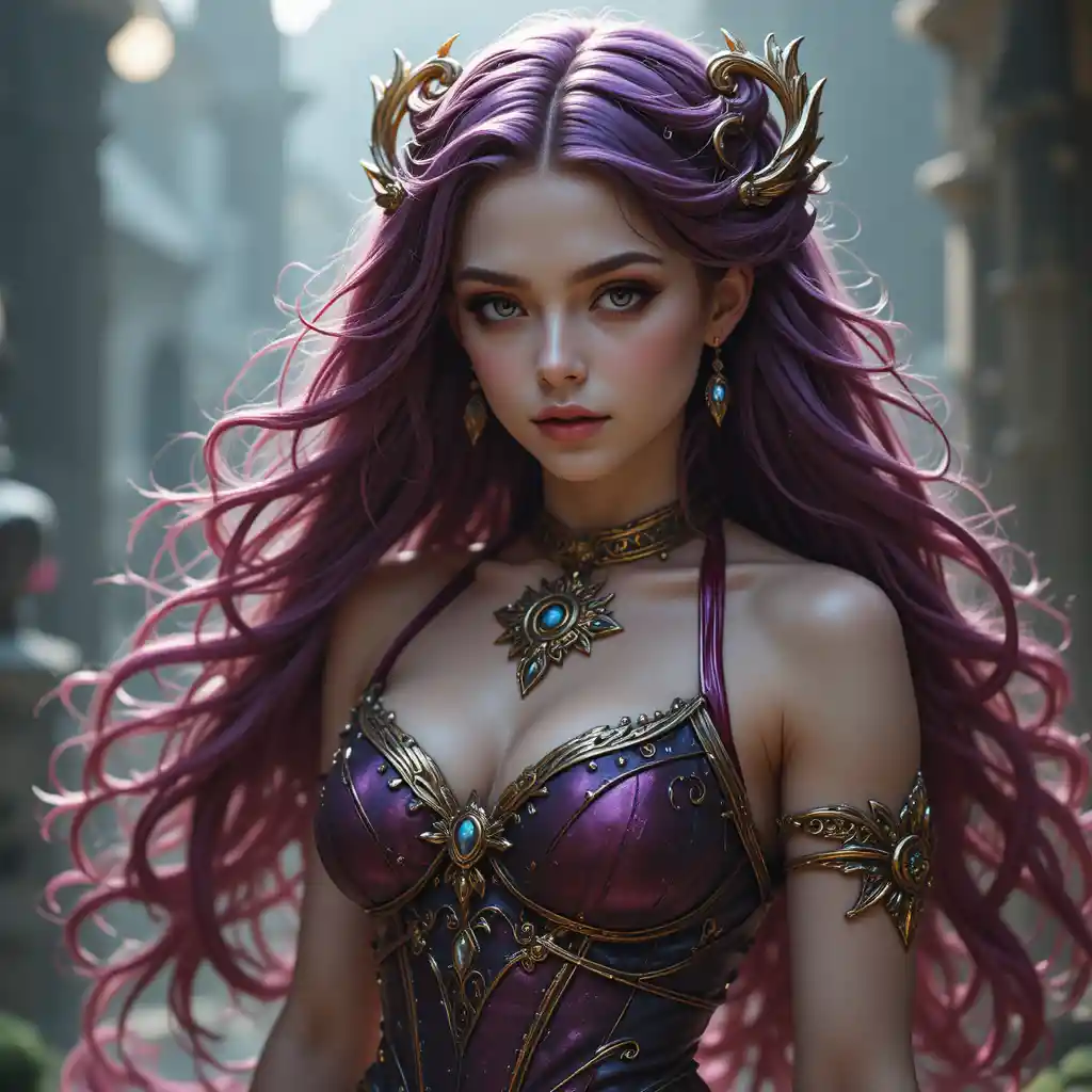 Young goddess of destiny in an anime fantasy world