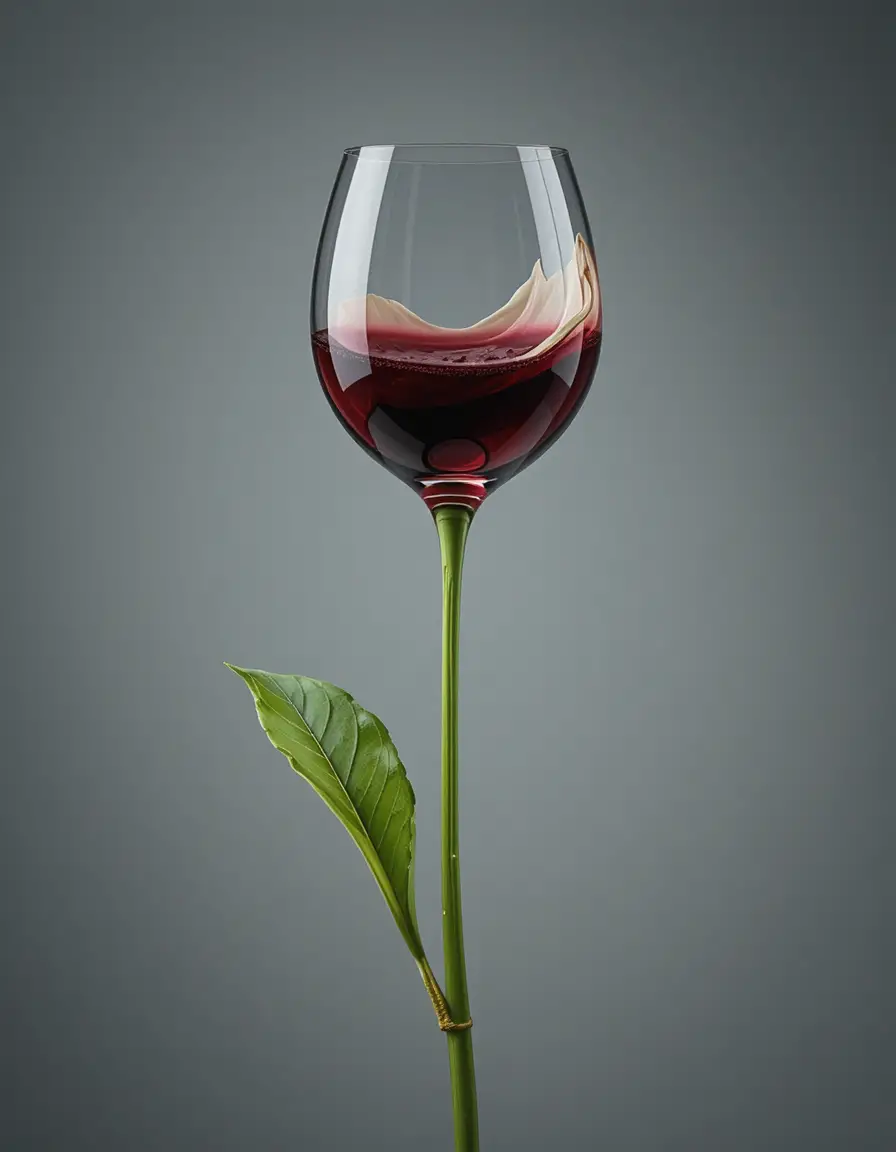 Flor surreal em taça de vinho em estúdio minimalista em close-up