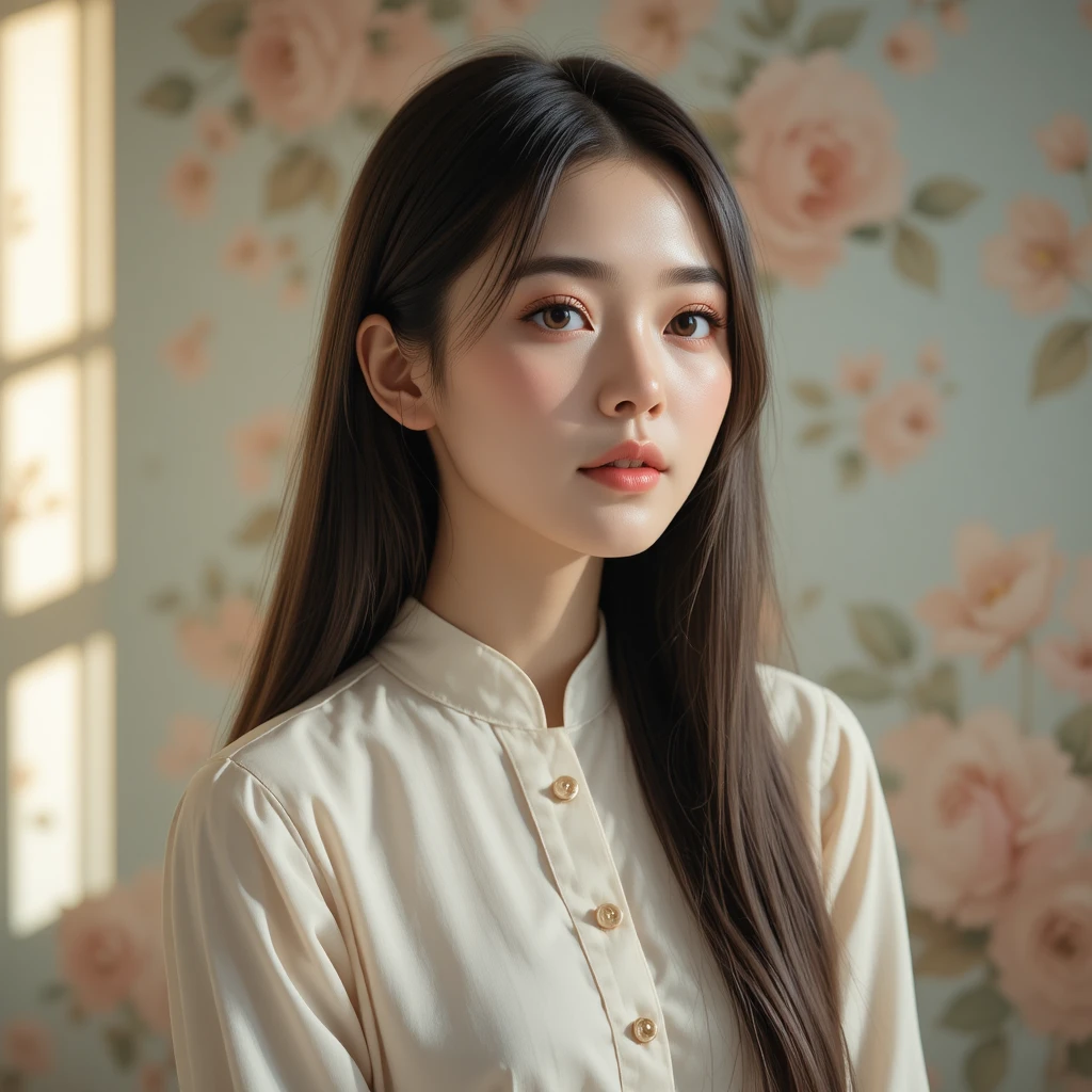 Young Asian woman in soft side lit portrait