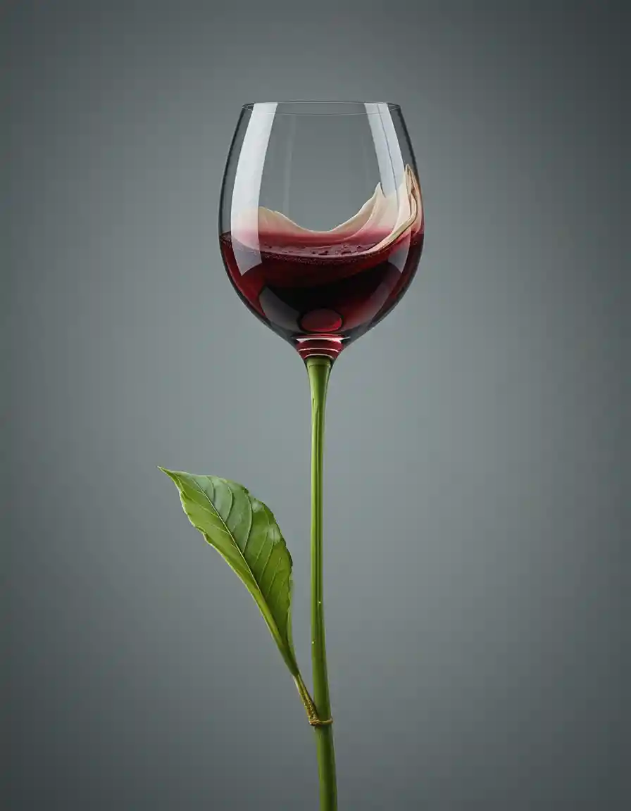 Fiore surreale a forma di calice di vino in studio minimalista in primo piano