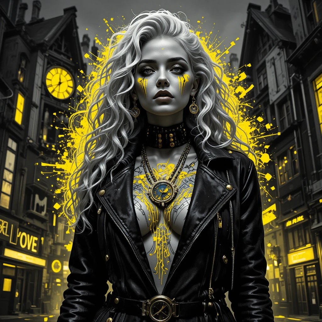 Cyberpunk outlaw woman in glitch art noir portrait