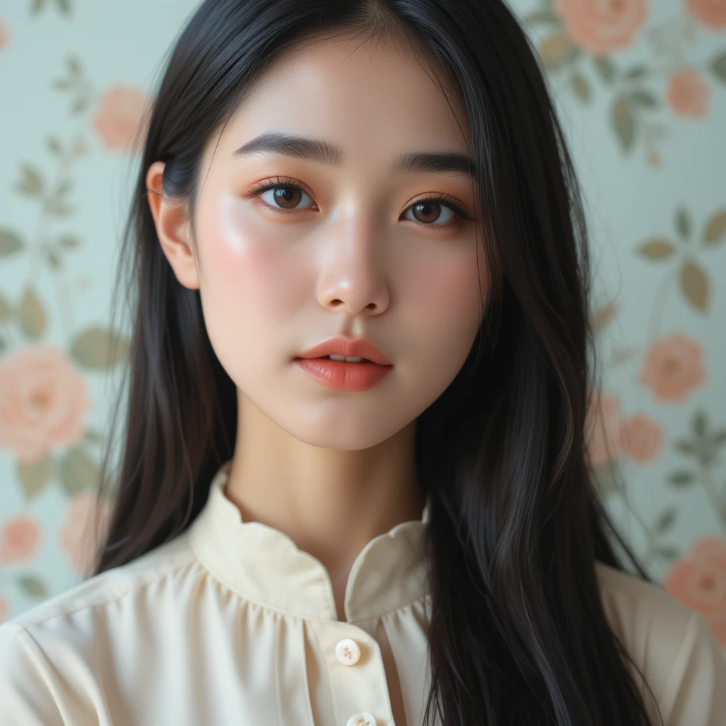 Young Asian woman portrait in soft natural side light