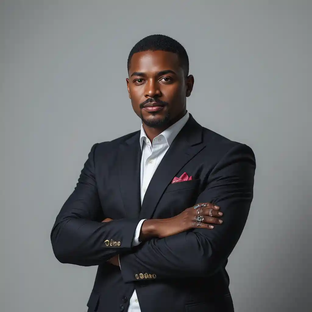Homem nigeriano confiante em retrato corporativo de estúdio