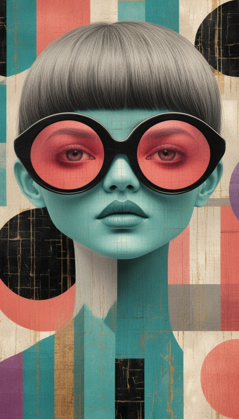 Donna pop art con caschetto e occhiali da sole oversize