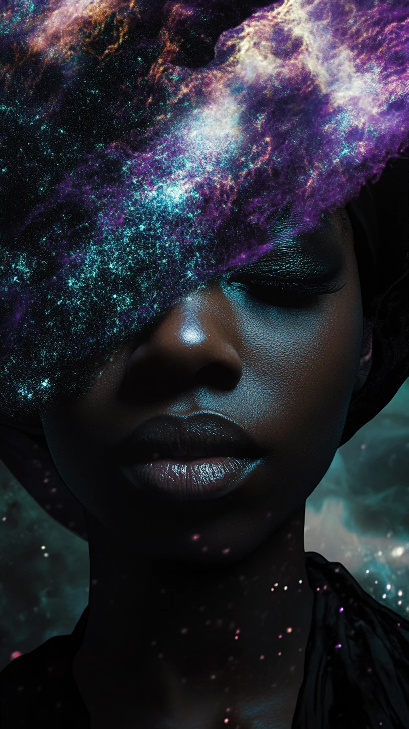 Afrofuturistic divine man laughing off love and death spells