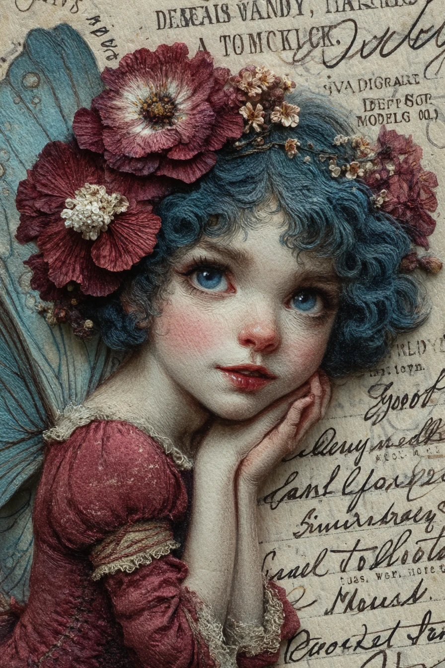 Watercolor sketchbook page with a dreamy forest fairy illustration
