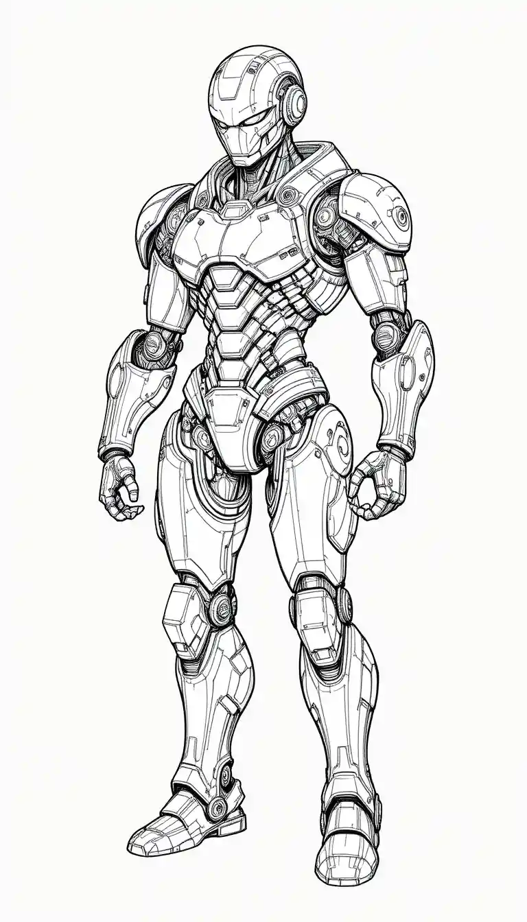 Robot humanoide futurista en poderosa pose de cuerpo completo