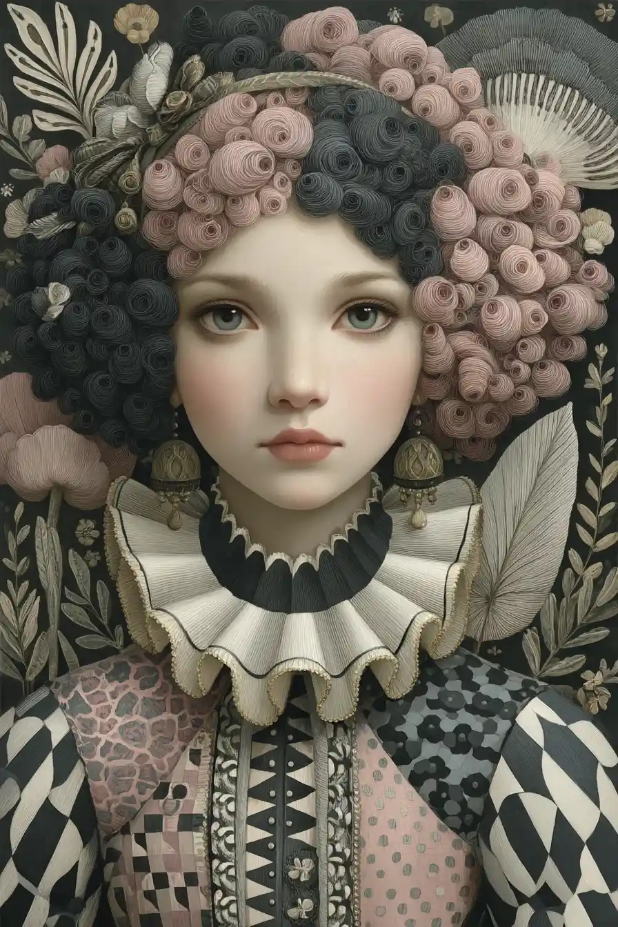 Surreal portrait of a mysterious girl with sculpted hair