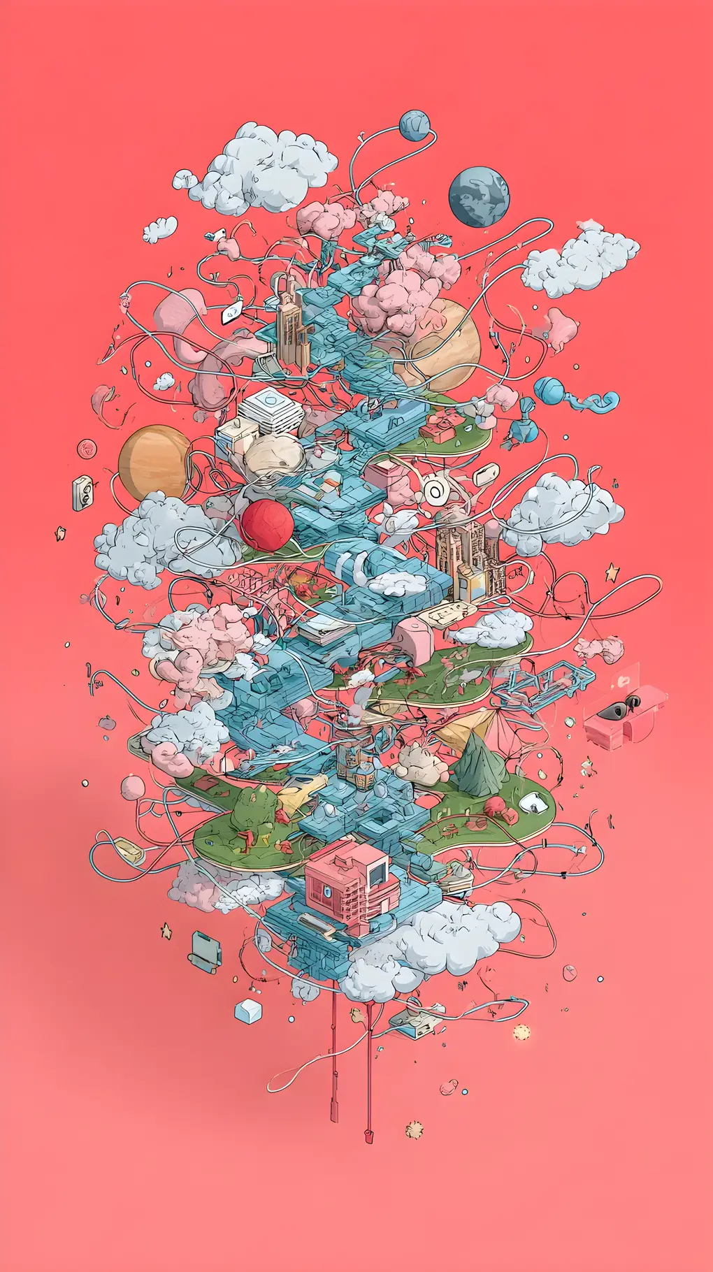 夢境與飄浮想像的超現實 3D 插畫