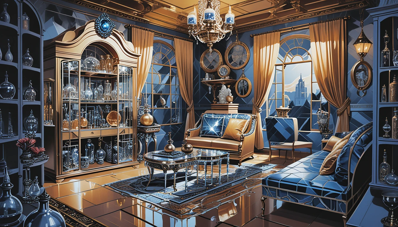 Diorama estilizado de casa de fantasia de dois andares com interior em corte