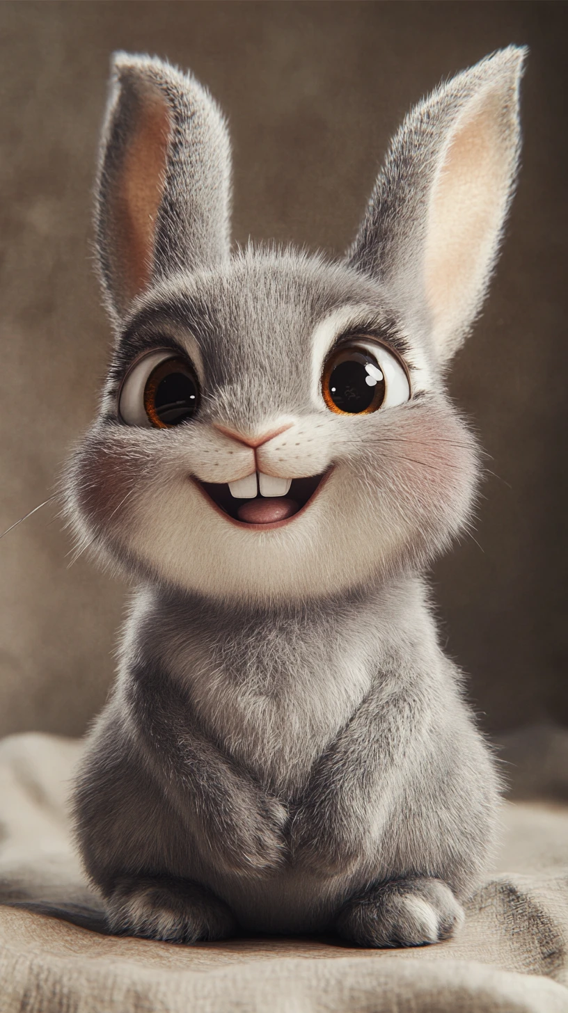 Adorável coelhinho bebê com expressão 3D alegre