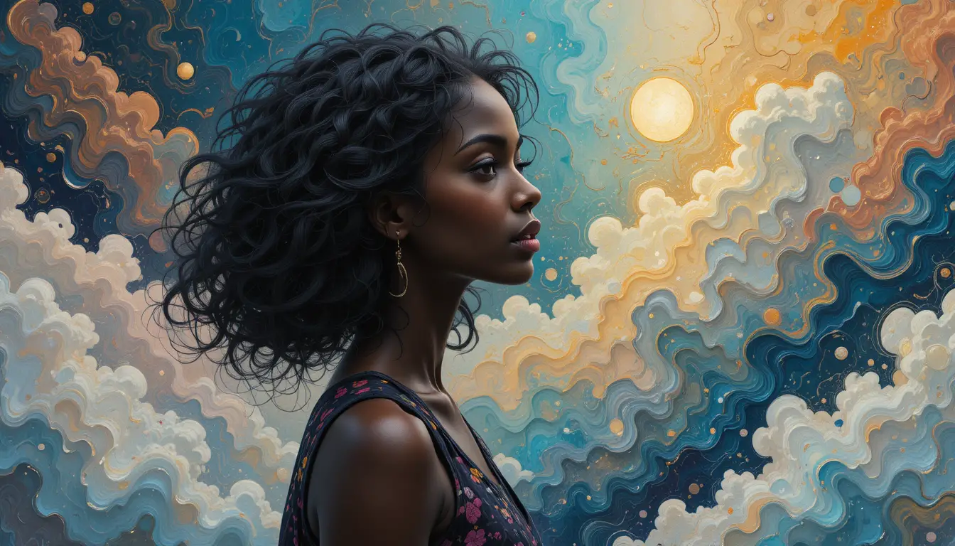 Ethereal Black Woman In A Heavenly Minimal Surreal Scene