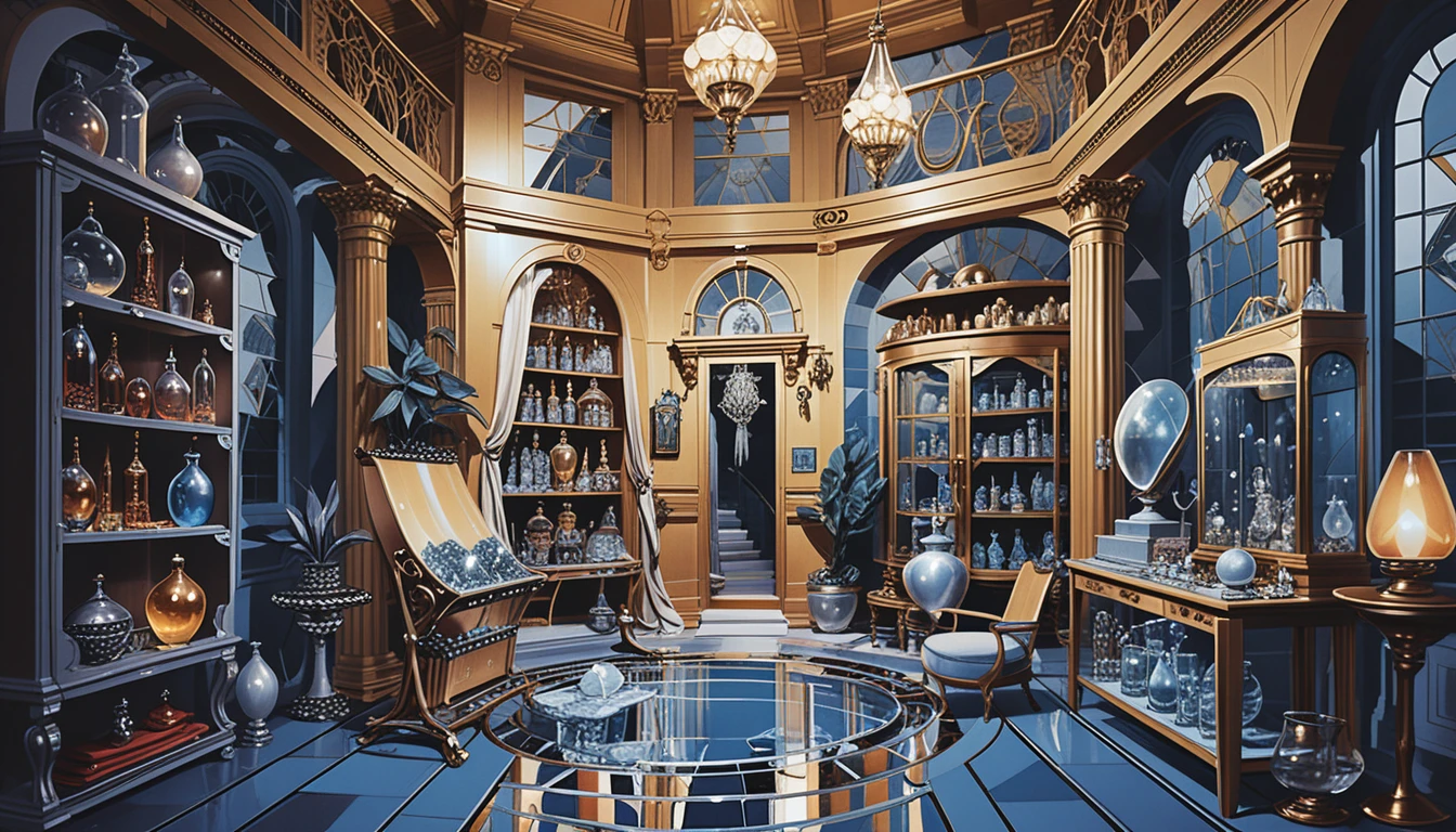 Fantasy-Händlerhaus-Diorama mit offenen Innenräumen