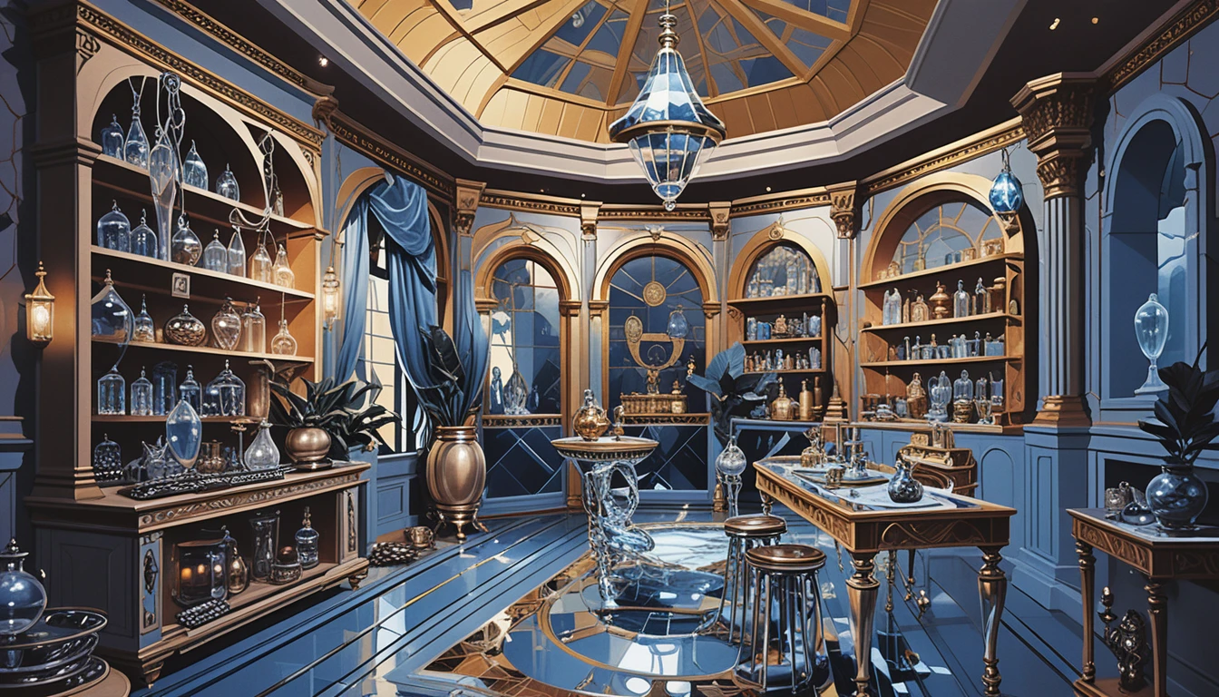 Diorama de Casa de Mercador Fantástica de Dois Andares em Corte Interior