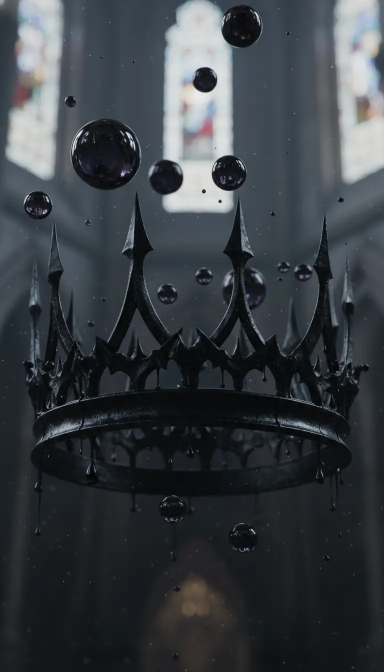 Couronne gothique noire avec gouttes d’encre flottantes