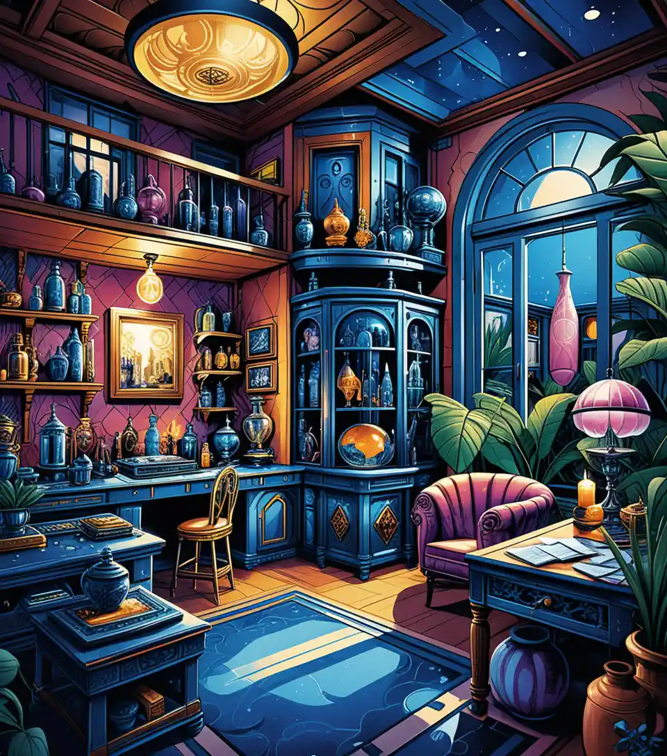 Diorama de Casa de Mercader Fantástica de Dos Pisos con Corte Interior