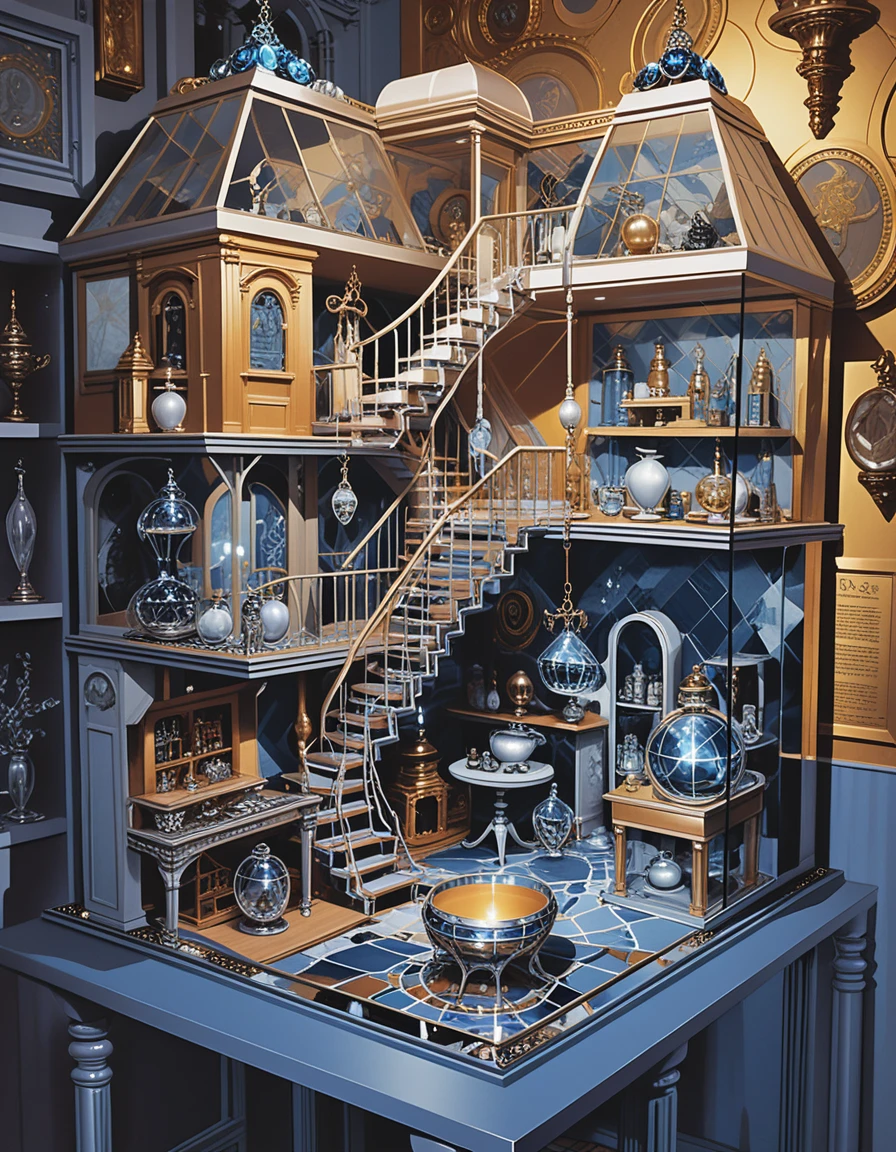 Diorama de maison 3D fantastique avec pièces intérieures exposées