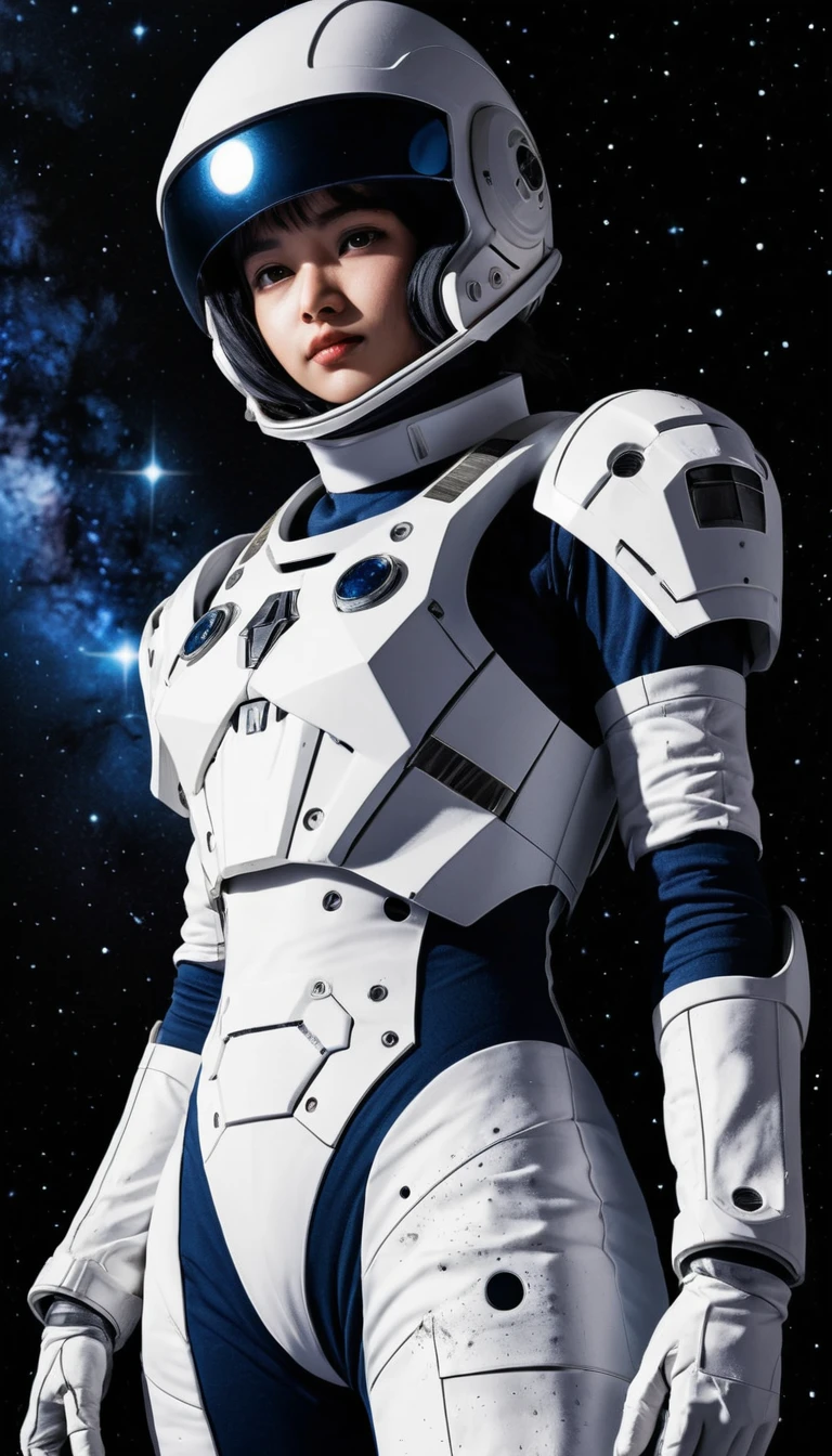 木質星艦甲板上的復古漫畫太空女英雄