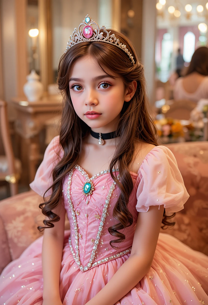 Ragazzo con vestito da principessa a una toeletta di Disneyland