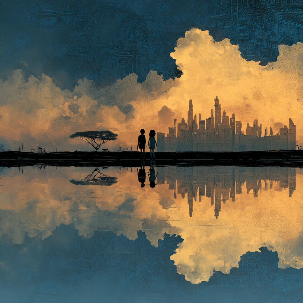 Catedral surreal de nubes que se eleva sobre un paisaje juguetón