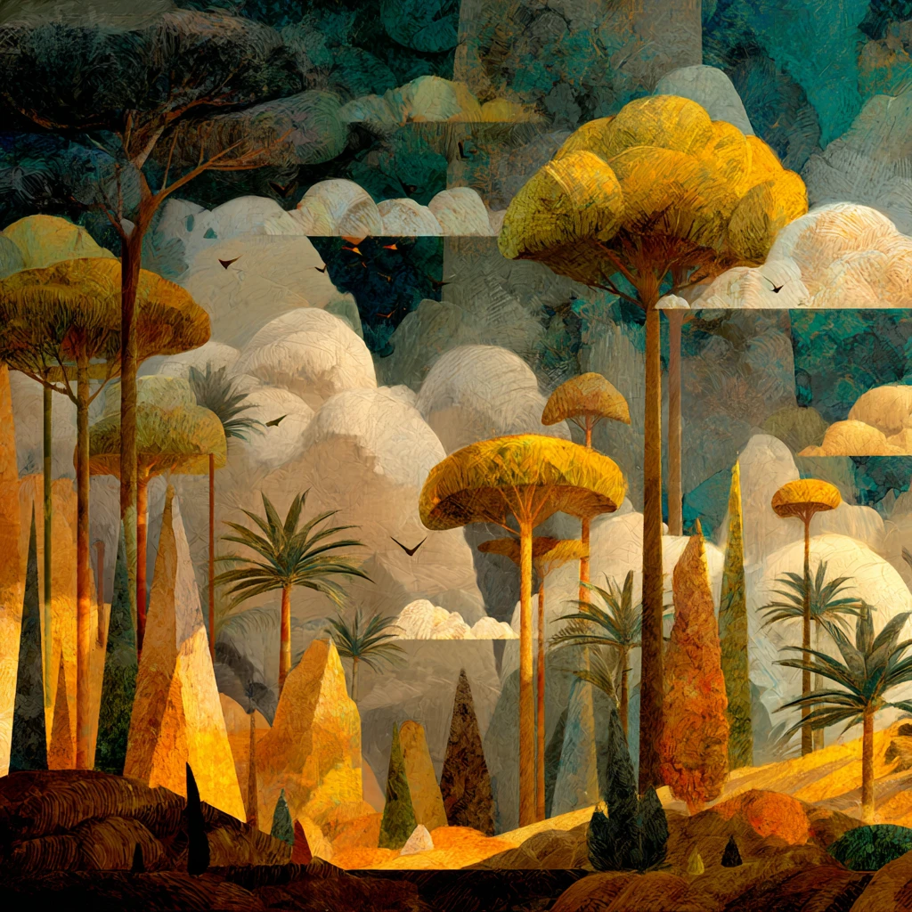 Catedral surreal de nubes y crayones sobre una África errante