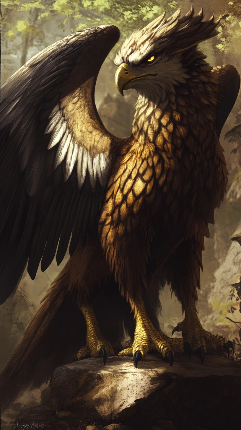 Majestoso guardião grifo da mitologia antiga
