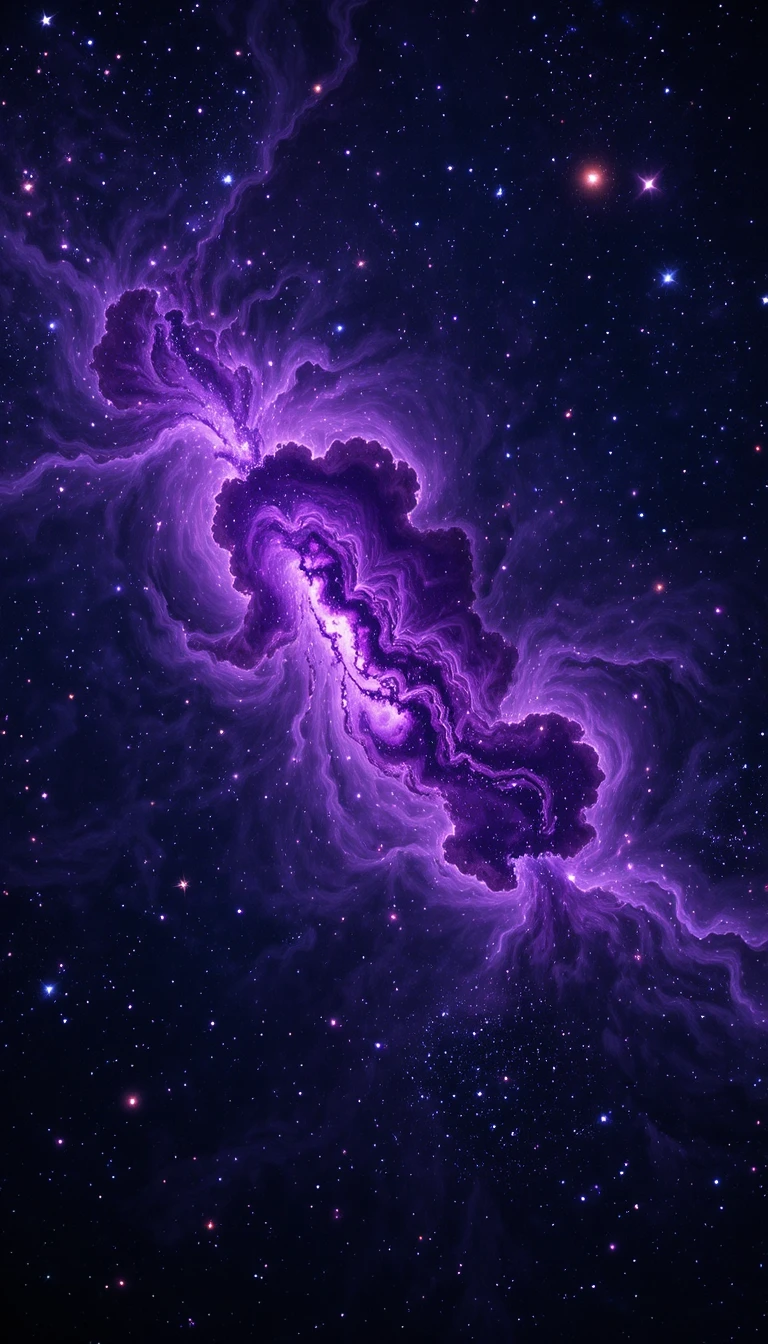 深紫色星系與旋繞紫羅蘭星雲與群星