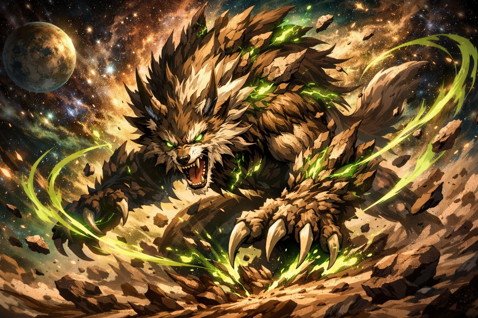 在發光宇宙中猛撲前進的狂野幻想巨獸
