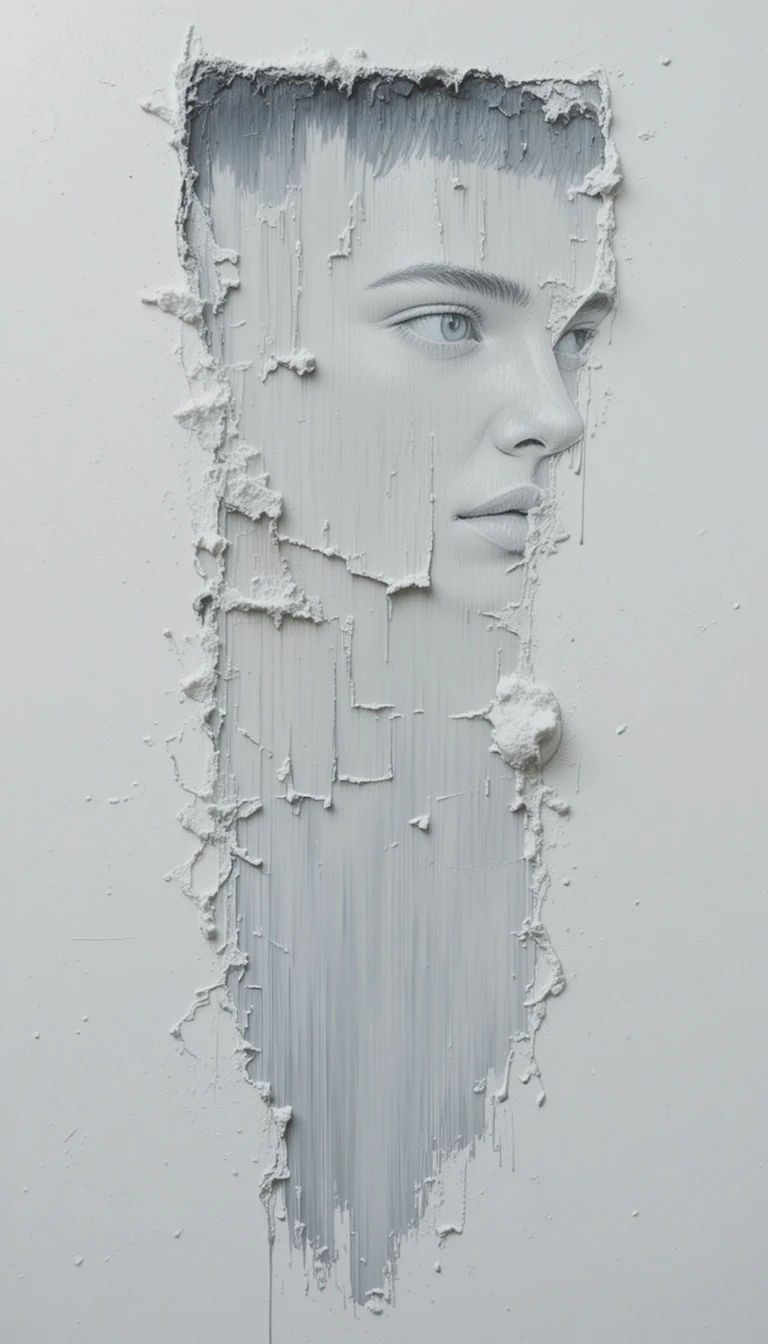 Young man in profile within a painted brushstroke