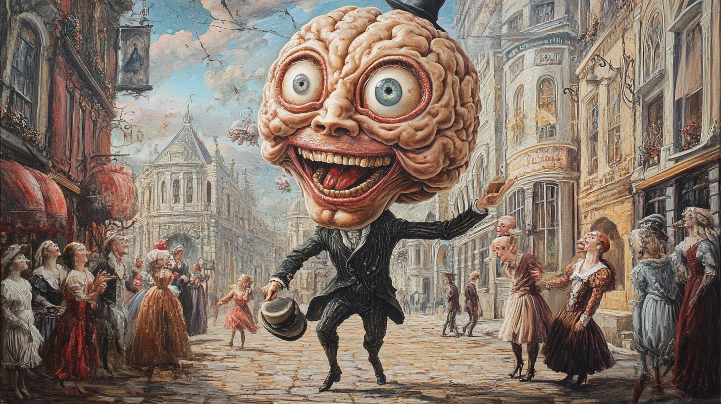 Whimsical Brain Gentleman On A Renaissance City Street